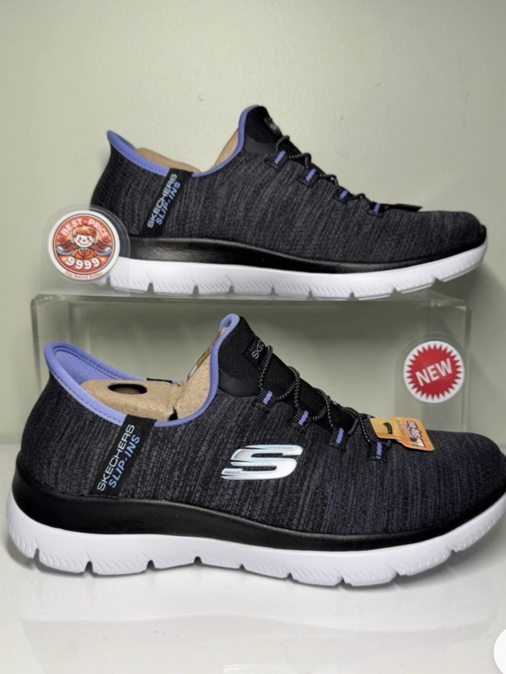 Skechers Women's Black Sneakers with Lavender Accents